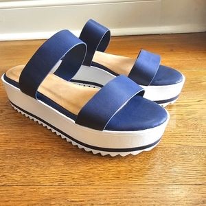 NEW! Bamboo Faux Leather Dual Strap Platform Sandal